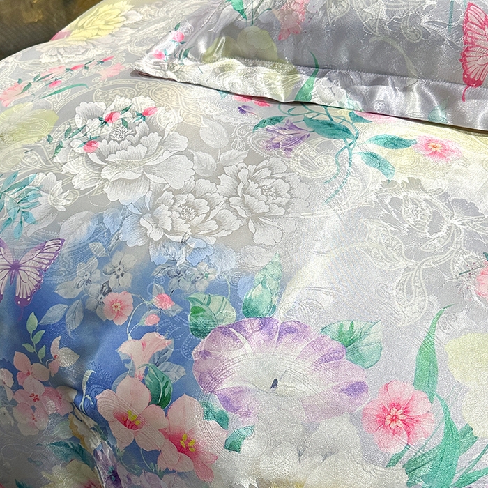 91家纺网 家纺一手货源 找家纺 许林家纺 2025新款提花贡缎轻奢数码活性印花四件套 七星彩