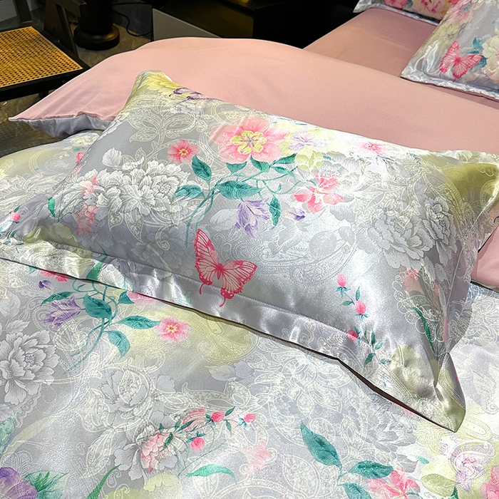 91家纺网 家纺一手货源 找家纺 许林家纺 2025新款提花贡缎轻奢数码活性印花四件套 七星彩