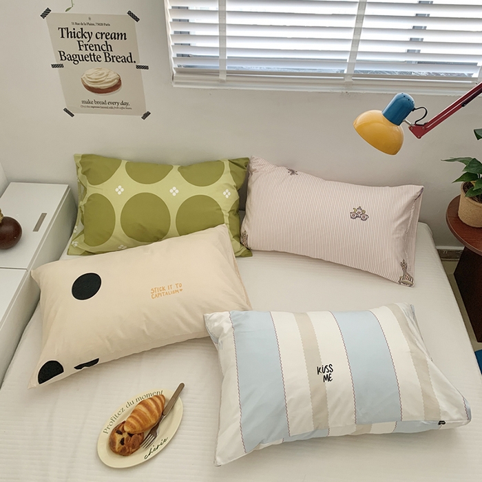 91家纺网 家纺一手货源 找家纺 柚可家居 2024新款活性印染ins多巴胺单枕套3 小奶球