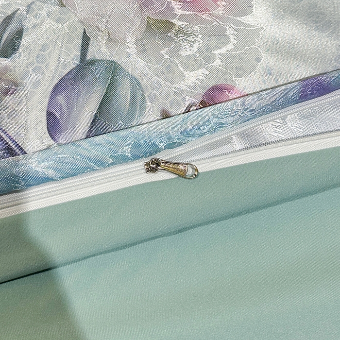 91家纺网 家纺一手货源 找家纺 许林家纺 2025新款提花贡缎轻奢数码活性印花四件套 人间山茶