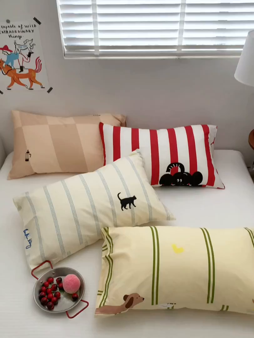 91家纺网 家纺一手货源 找家纺 （总）柚可家居 2024新款活性印花ins多巴胺单枕套2