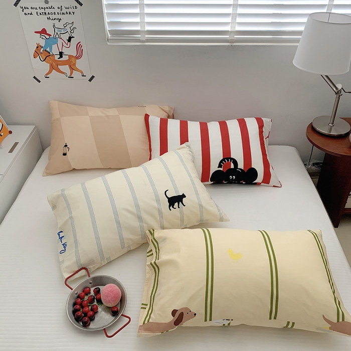 91家纺网 家纺一手货源 找家纺 （总）柚可家居 2024新款活性印花ins多巴胺单枕套2