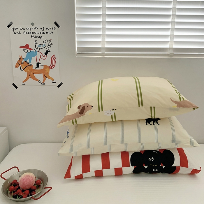 91家纺网 家纺一手货源 找家纺 （总）柚可家居 2024新款活性印花ins多巴胺单枕套2