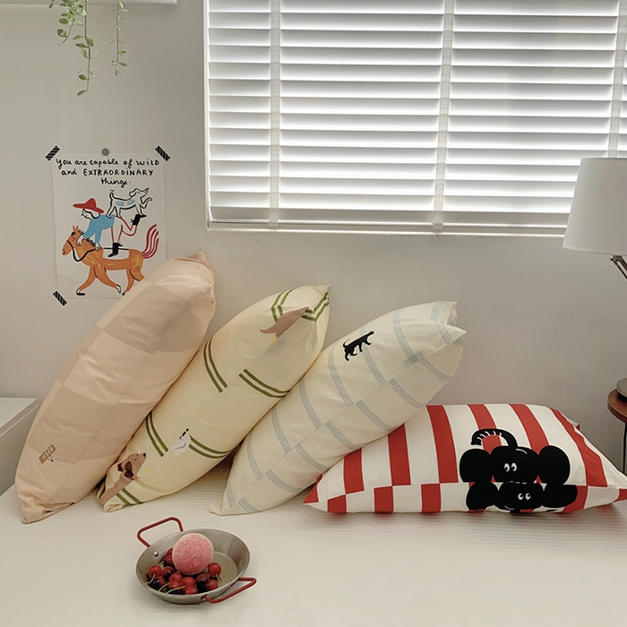 91家纺网 家纺一手货源 找家纺 （总）柚可家居 2024新款活性印花ins多巴胺单枕套2