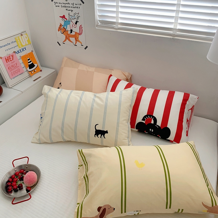 91家纺网 家纺一手货源 找家纺 （总）柚可家居 2024新款活性印花ins多巴胺单枕套2