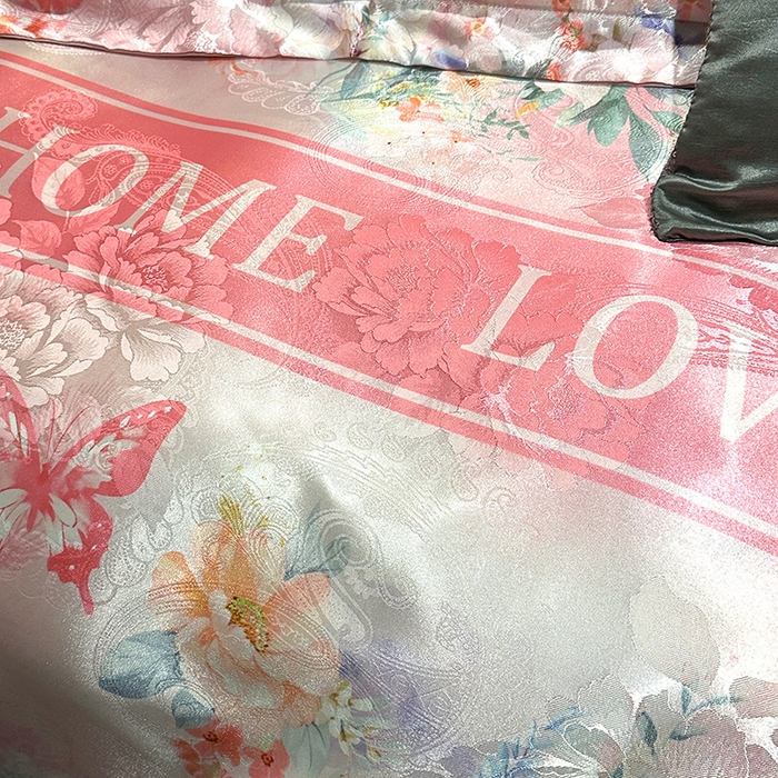 91家纺网 家纺一手货源 找家纺 许林家纺 2025新款提花贡缎轻奢数码活性印花四件套 瑞彩流光