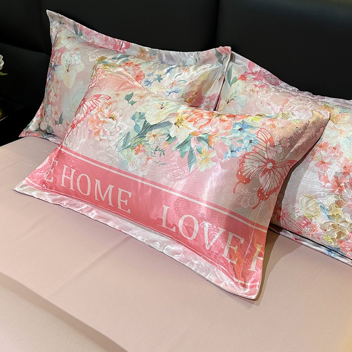 91家纺网 家纺一手货源 找家纺 许林家纺 2025新款提花贡缎轻奢数码活性印花四件套 瑞彩流光