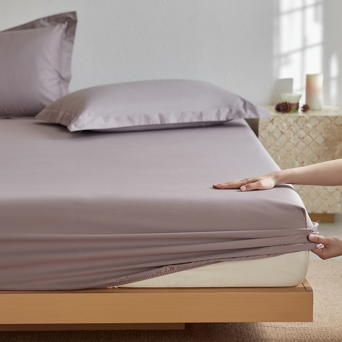 91家纺网 家纺一手货源 找家纺 轩和家居 2025新款50S贡缎长绒棉纯棉单床笠单品床笠床笠单件 丹麦紫