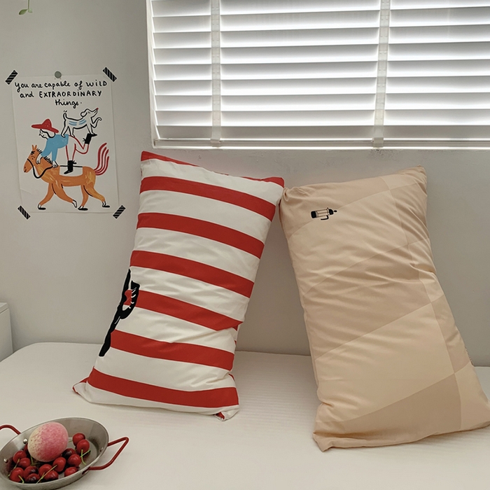 91家纺网 家纺一手货源 找家纺 柚可家居 2024新款活性印花ins多巴胺单枕套2 花梨