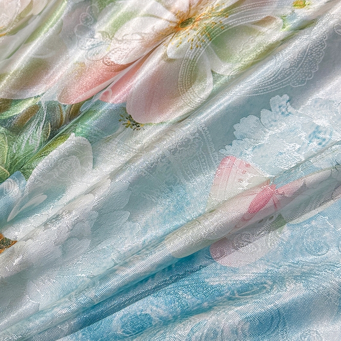 91家纺网 家纺一手货源 找家纺 许林家纺 2025新款提花贡缎轻奢数码活性印花四件套 踏花香