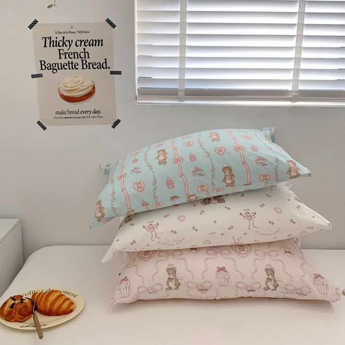 91家纺网 家纺一手货源 找家纺 柚可家居 2024新款活性印花小熊系列单枕套 小熊花花