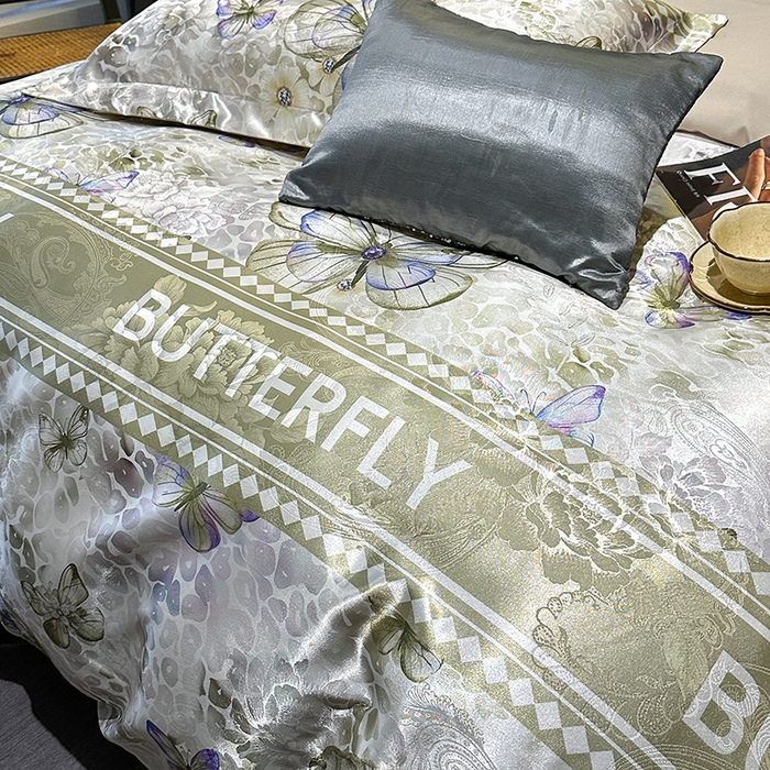 91家纺网 家纺一手货源 找家纺 许林家纺 2025新款提花贡缎轻奢数码活性印花四件套 天空之境