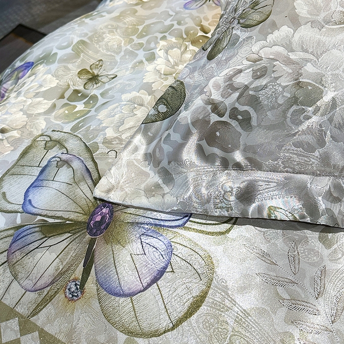 91家纺网 家纺一手货源 找家纺 许林家纺 2025新款提花贡缎轻奢数码活性印花四件套 天空之境