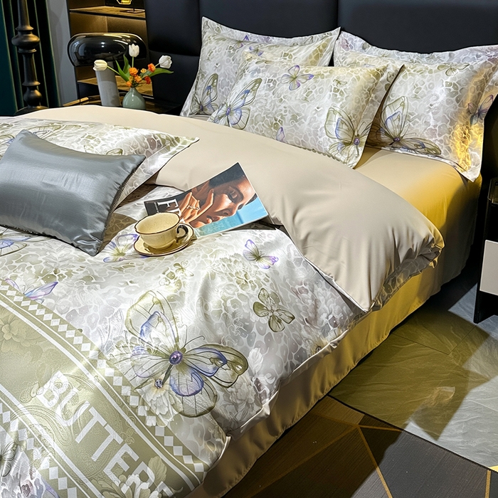 91家纺网 家纺一手货源 找家纺 许林家纺 2025新款提花贡缎轻奢数码活性印花四件套 天空之境