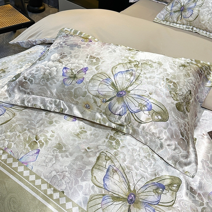 91家纺网 家纺一手货源 找家纺 许林家纺 2025新款提花贡缎轻奢数码活性印花四件套 天空之境