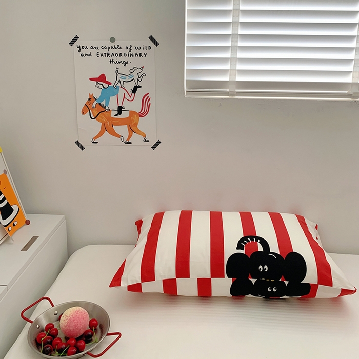 91家纺网 家纺一手货源 找家纺 柚可家居 2024新款活性印花ins多巴胺单枕套2 马戏团