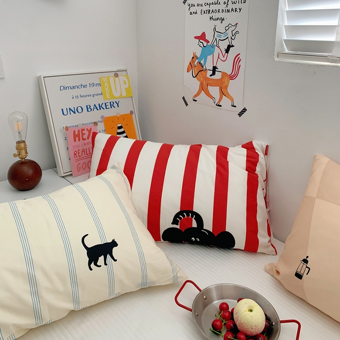 91家纺网 家纺一手货源 找家纺 柚可家居 2024新款活性印花ins多巴胺单枕套2 马戏团