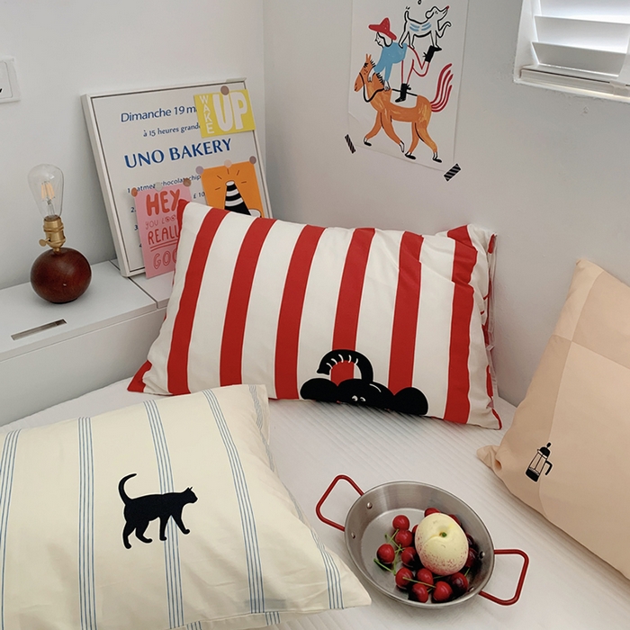 91家纺网 家纺一手货源 找家纺 柚可家居 2024新款活性印花ins多巴胺单枕套2 马戏团