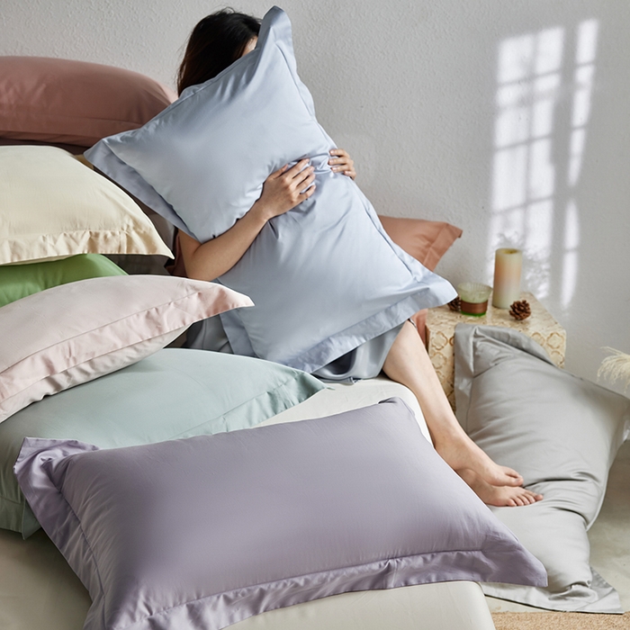 91家纺网 家纺一手货源 找家纺 轩和家居 2025新款50S贡缎长绒棉纯棉单枕套单品枕套枕套单件 组合图仅做展示