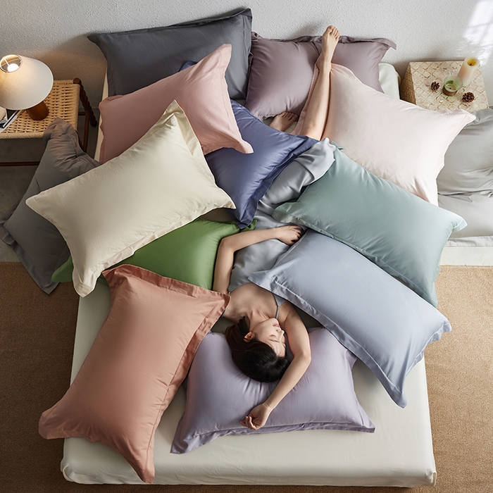 91家纺网 家纺一手货源 找家纺 轩和家居 2025新款50S贡缎长绒棉纯棉单枕套单品枕套枕套单件 组合图仅做展示