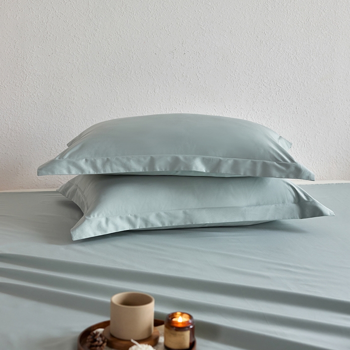 91家纺网 家纺一手货源 找家纺 轩和家居 2025新款50S贡缎长绒棉纯棉单枕套单品枕套枕套单件 薄荷绿