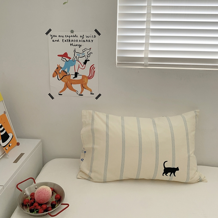 柚可家居 2024新款活性印花ins多巴胺单枕套2 夜猫