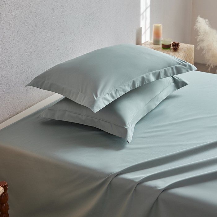 91家纺网 家纺一手货源 找家纺 轩和家居 2025新款50S贡缎长绒棉纯棉单枕套单品枕套枕套单件 薄荷绿