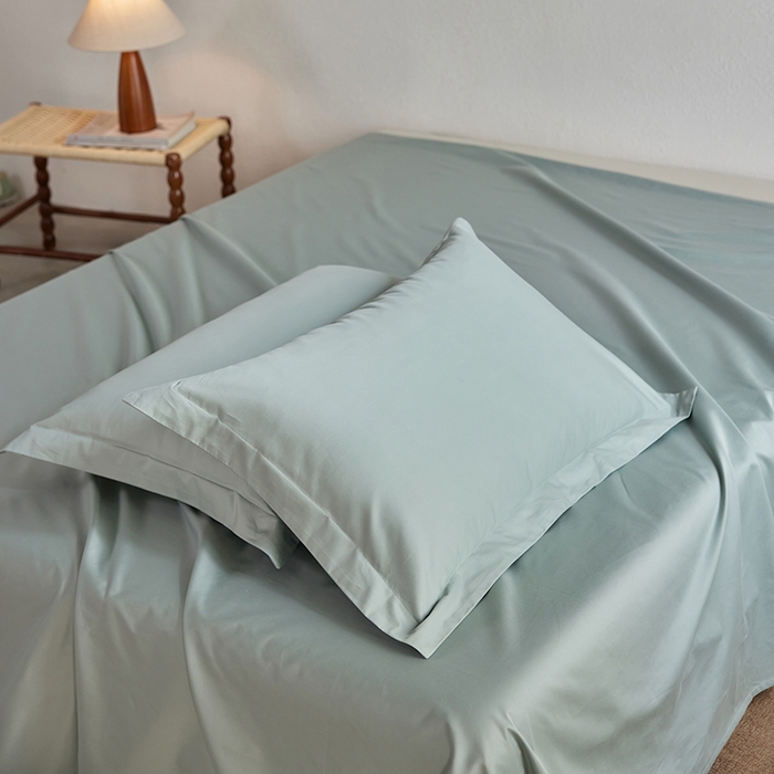 91家纺网 家纺一手货源 找家纺 轩和家居 2025新款50S贡缎长绒棉纯棉单枕套单品枕套枕套单件 薄荷绿