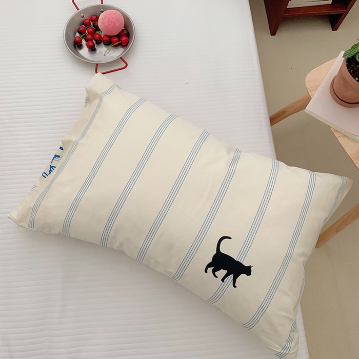 91家纺网 家纺一手货源 找家纺 柚可家居 2024新款活性印花ins多巴胺单枕套2 夜猫