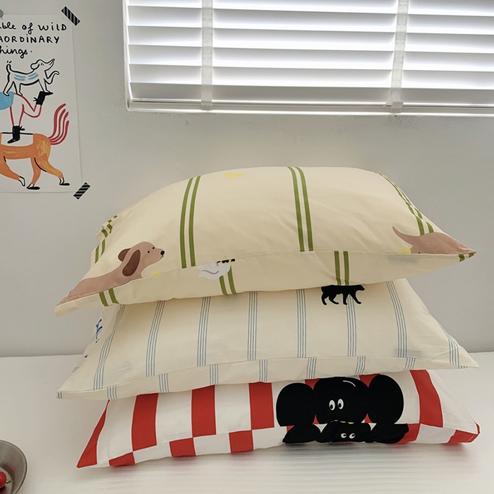 91家纺网 家纺一手货源 找家纺 柚可家居 2024新款活性印花ins多巴胺单枕套2 夜猫