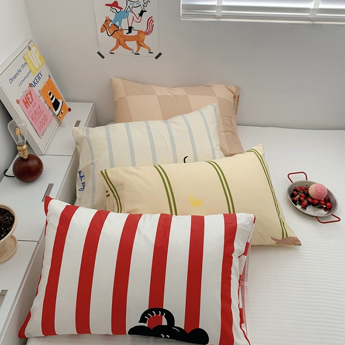 91家纺网 家纺一手货源 找家纺 柚可家居 2024新款活性印花ins多巴胺单枕套2 夜猫