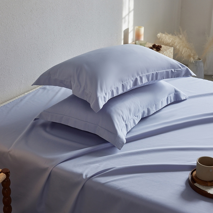 91家纺网 家纺一手货源 找家纺 轩和家居 2025新款50S贡缎长绒棉纯棉单枕套单品枕套枕套单件 碧落蓝