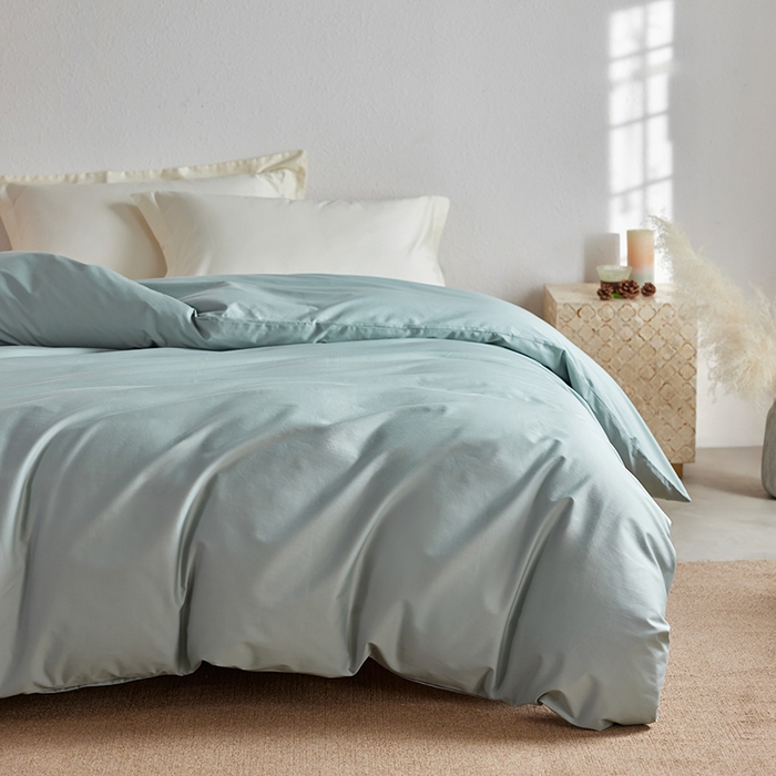 91家纺网 家纺一手货源 找家纺 轩和家居 2025新款50S贡缎长绒棉纯棉单被套单品被套被套单件 薄荷绿
