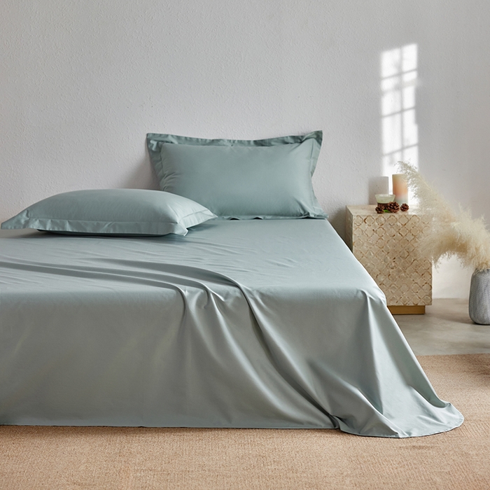 91家纺网 家纺一手货源 找家纺 轩和家居 2025新款50S贡缎长绒棉纯棉单床单单品床单床单单件 薄荷绿