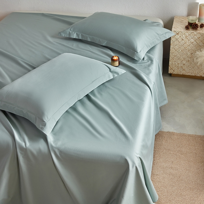 91家纺网 家纺一手货源 找家纺 轩和家居 2025新款50S贡缎长绒棉纯棉单床单单品床单床单单件 薄荷绿