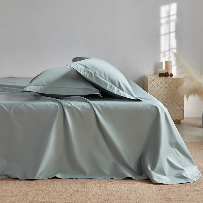 91家纺网 家纺一手货源 找家纺 轩和家居 2025新款50S贡缎长绒棉纯棉单床单单品床单床单单件 薄荷绿