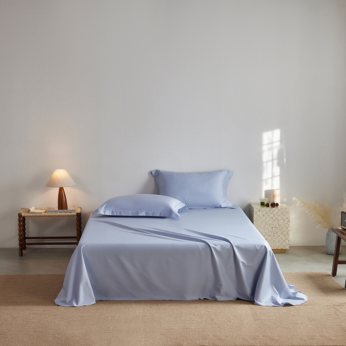 轩和家居 2025新款50S贡缎长绒棉纯棉单床单单品床单床单单件 碧落蓝