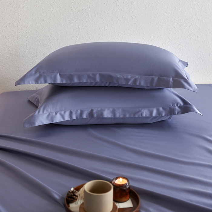 91家纺网 家纺一手货源 找家纺 轩和家居 2025新款50S贡缎长绒棉纯棉单枕套单品枕套枕套单件 海茵蓝