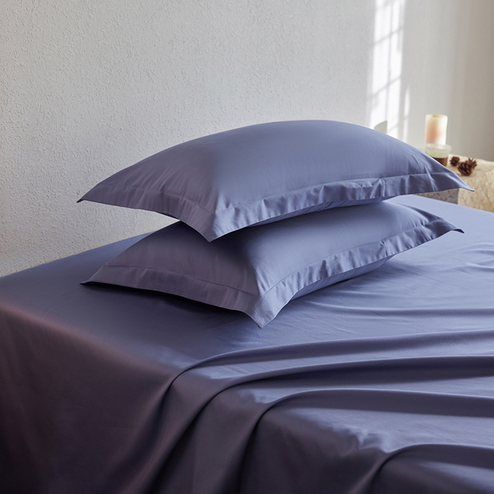 91家纺网 家纺一手货源 找家纺 轩和家居 2025新款50S贡缎长绒棉纯棉单枕套单品枕套枕套单件 海茵蓝