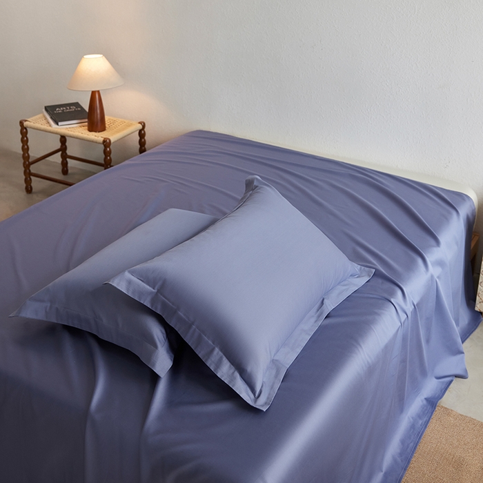 91家纺网 家纺一手货源 找家纺 轩和家居 2025新款50S贡缎长绒棉纯棉单枕套单品枕套枕套单件 海茵蓝