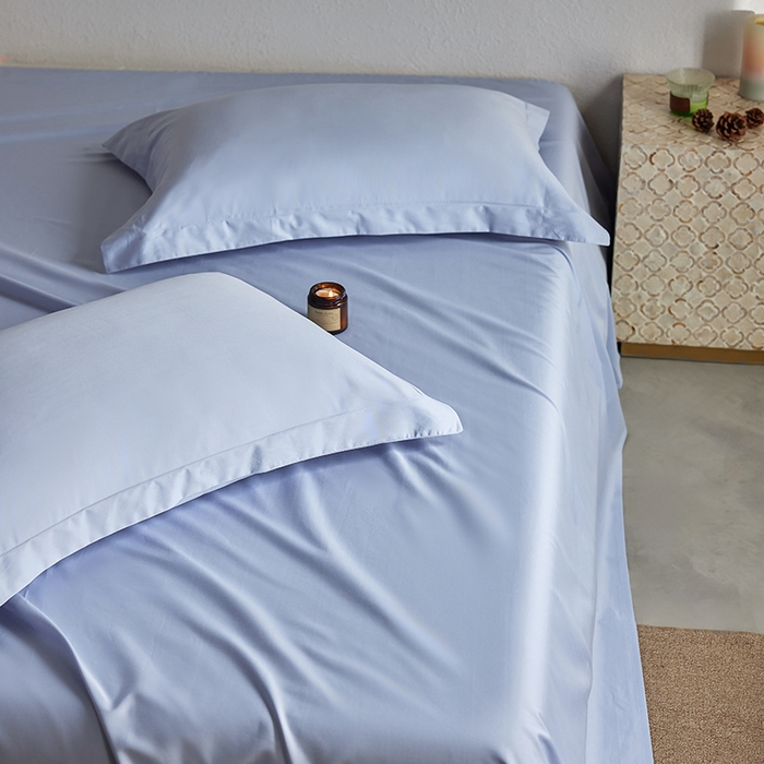 91家纺网 家纺一手货源 找家纺 轩和家居 2025新款50S贡缎长绒棉纯棉单床单单品床单床单单件 碧落蓝