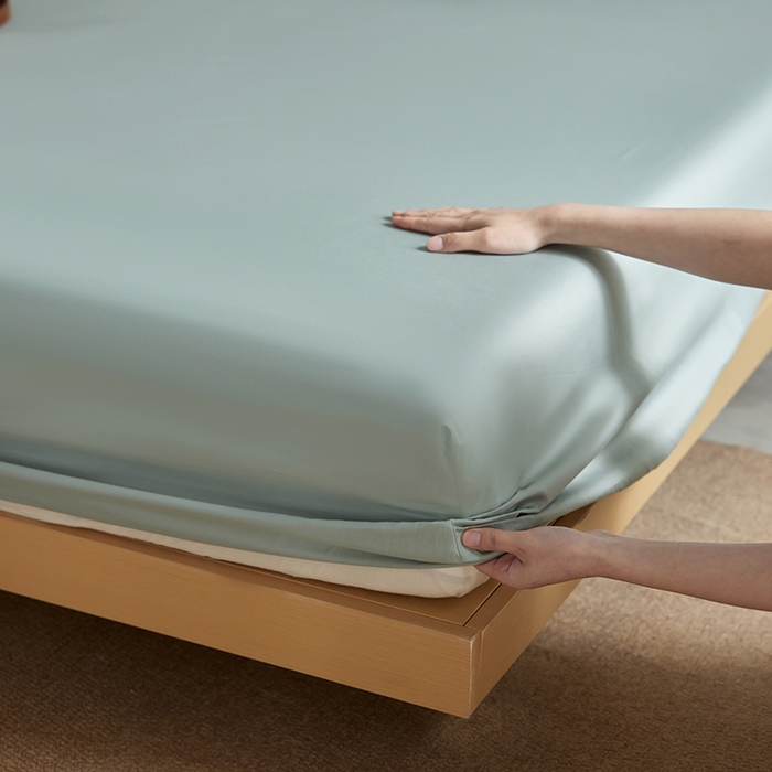 91家纺网 家纺一手货源 找家纺 轩和家居 2025新款50S贡缎长绒棉纯棉单床笠单品床笠床笠单件 薄荷绿