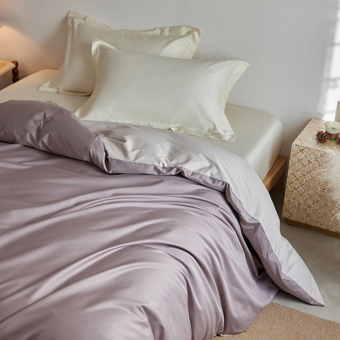 91家纺网 家纺一手货源 找家纺 轩和家居 2025新款50S贡缎长绒棉纯棉单被套单品被套被套单件 丹麦紫+迷雾灰