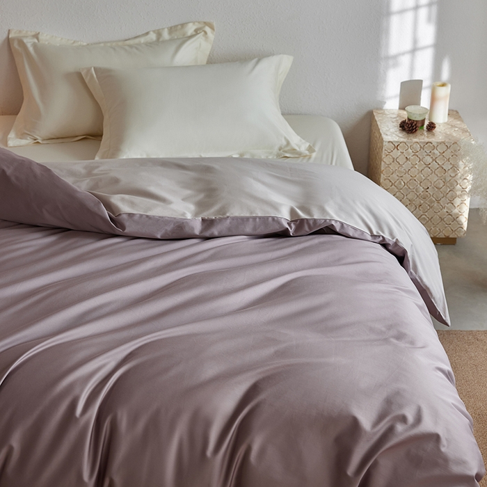 91家纺网 家纺一手货源 找家纺 轩和家居 2025新款50S贡缎长绒棉纯棉单被套单品被套被套单件 丹麦紫+迷雾灰