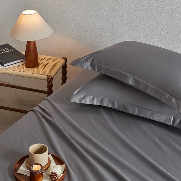 91家纺网 家纺一手货源 找家纺 轩和家居 2025新款50S贡缎长绒棉纯棉单枕套单品枕套枕套单件 梦境灰