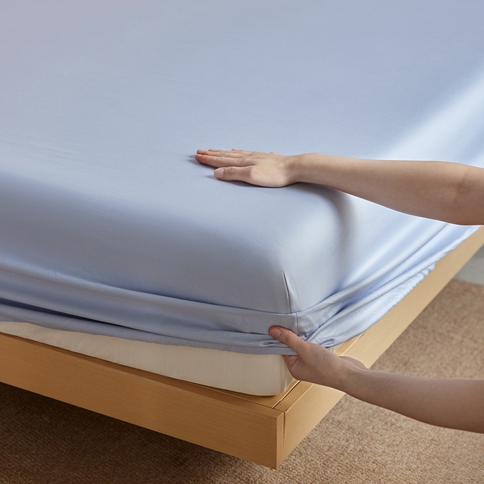 91家纺网 家纺一手货源 找家纺 轩和家居 2025新款50S贡缎长绒棉纯棉单床笠单品床笠床笠单件 碧落蓝