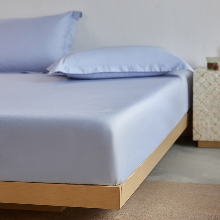 91家纺网 家纺一手货源 找家纺 轩和家居 2025新款50S贡缎长绒棉纯棉单床笠单品床笠床笠单件 碧落蓝