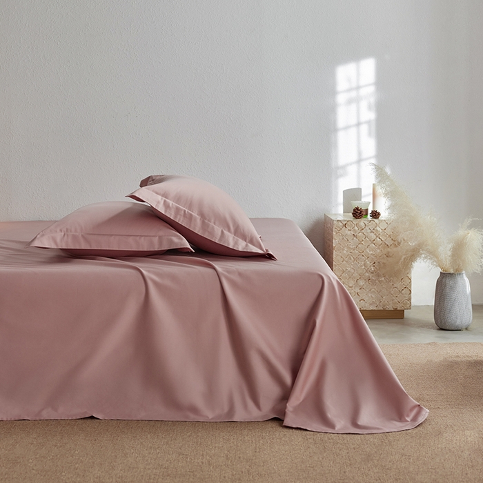 91家纺网 家纺一手货源 找家纺 轩和家居 2025新款50S贡缎长绒棉纯棉单床单单品床单床单单件 复古粉