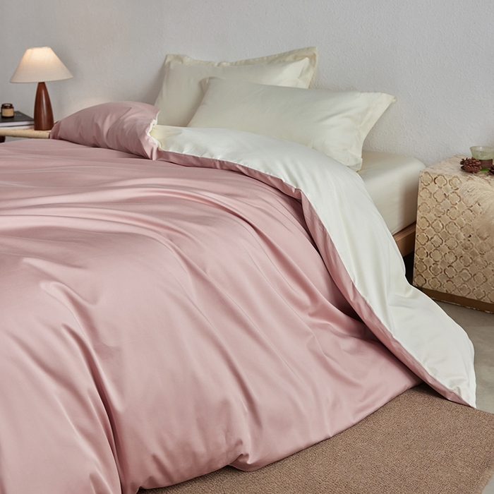 轩和家居 2025新款50S贡缎长绒棉纯棉单被套单品被套被套单件 复古粉+奶芋黄