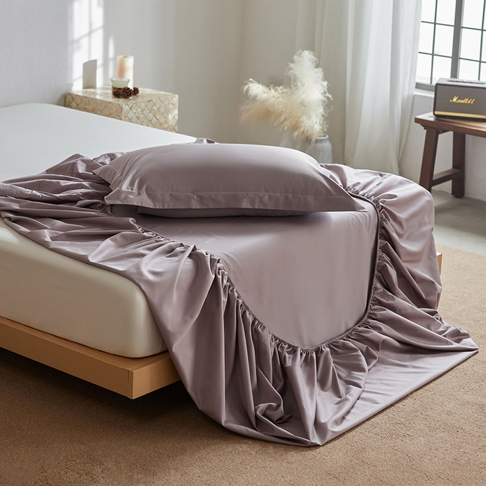 91家纺网 家纺一手货源 找家纺 轩和家居 2025新款50S贡缎长绒棉纯棉单床笠单品床笠床笠单件 丹麦紫